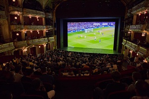 sky sport night, sky, volkstheater, fußball, champions-league-finale, viewing, party, leinwand, ultrahd
