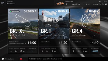 gran turismo sport, spielmodi, online, strecken, rennen, auswahl, multiplayer