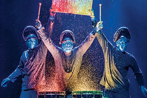 blue man, blue man group, bühnenshow, farben, musik