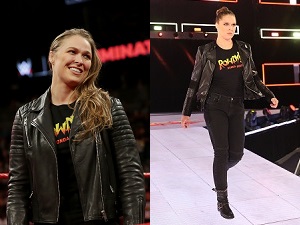 ronda rousey, wwe, entrance, rowdy, lacht, ernst
