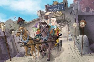 disenchantment, netflix, serie, prinzessin tiabeanie, dämon luci, elf elfo, flucht aus dreamland, pferdekutsche