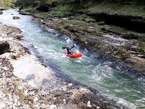 salza, packraft, boot, schlucht