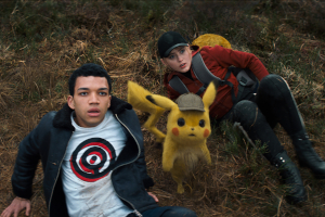 pikachu, ryan reynolds, tim goodman, justice smith, lucy, kathryn newton,