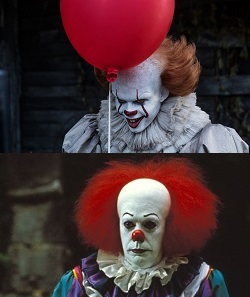 bill skarsgard, tim curry, es, it, clown, pennywise