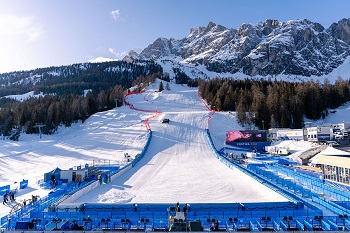 Zielraum, Aufbau für die Ski-WM 2021 in Cortina