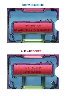 Decoder für Karten für das Spiel Alien on Board, Nenne einen Ort steht darauf