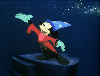 Mickey Mouse in dem alten Disney Film Fantasia