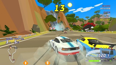 Hotshot Racing, PS4 Screenshot, Einzelrennen, Saurier Strecke