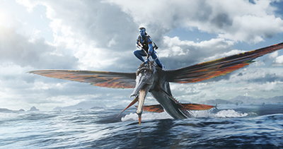Sam Worthington im blauen CGI-Kostüm als Na'vi-Mensch Hybrid Sully
