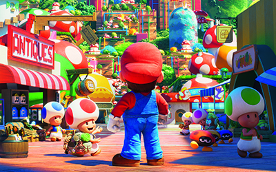 Mario bestaunt die riesige neue Welt vor ihm.