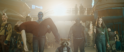 Guardians of the Galaxy 3: Sean Gunn als Kraglin, Vin Diesel als Groot, Chris Pratt als Peter Quill/Star-Lord, Karen Gillan als Nebula, Bradley Cooper als Rocket, Dave Bautista als Drax und Pom Klementieff als Mantis.