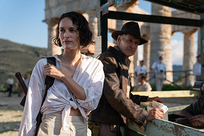 Harrison Ford als Indiana Jones und Phoebe Waller-Bridge als Helena Shaw auf Reisen.