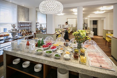 Das üppige Frühstücksbuffet im Hotel Tigra in Wien