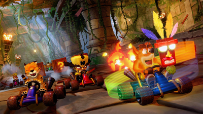 Crash Bandicoot fährt ein Rennen in Team Racing Nitro Fueled