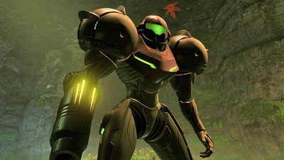 Samus Aran in einem Speicherraum