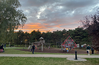 Klettergerüst, Sonnenuntergang, Park