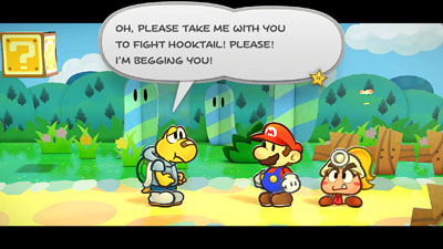 Mario spricht mit einem Koopa