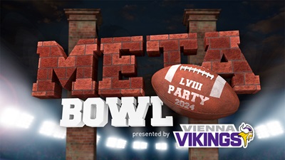 Logo der METABowl Super Bowl Party 2024 in der METAStadt presented by Vienna Vikings
