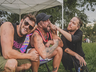 Prombild von AUT of ORDA mit Paul Pizzera, Christopher Seiler und Daniel Fellner