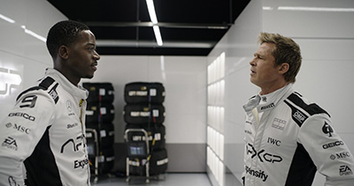 Damson Idris als Joshua Pearce und Brad Pitt als Sonny Hayes