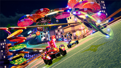 Knuckles fährt durch ein Tor aus Casino-Chips