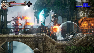 In Bloodstained 2 greifen die Hauptcharaktere zwei Gargoyles an, die Feuer speien