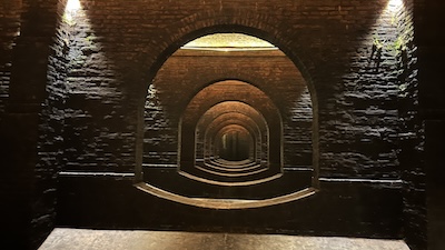 Detailansicht des Brünner Wasserspeichers von 1874 am Žlutý kopec.