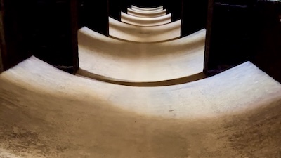 Detailaufnahme des gewöbten Fussboden im Wasserspeicher Brünn von 1874 am Žlutý kopec