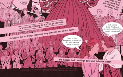 Comic zeigt Szenen von Romy Schneiders Theaterauftritt in Paris und ihr Gespräch mit Ingrid Bergman.