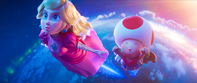 Prinzessin Peach und Toad fliegen los, um Prinzessin Rosalina zu retten