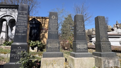 Grabsteine aus der Zeit um 1900 am Jüdischen Friedhof von Třebíč.