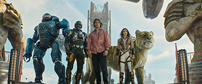 Nicholas Galitzine als He-Man, Camila Mendes als Teela, Idris Elba als Duncan/Man-At-Arms und ihre Gefährten kämpfen gegen Skeletor