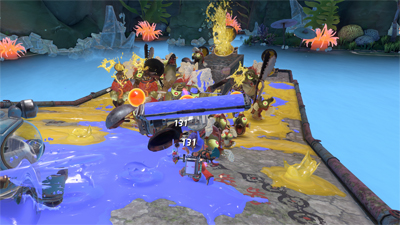 Eine Attacke mit dem Roller in Splatoon Raiders