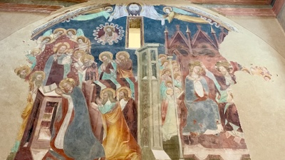 Das Gotische Marienfresko in der Kathedrale von Nitra.