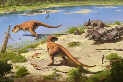 Dinos am Ufer