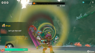 Ein Laser mit Runden Strahlen zielt auf den Charakter in Splatoon Raiders