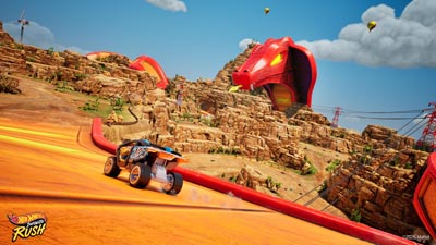 Die Open World mit einer riesigen Plastikschlange in Hot Wheels Infinite Rush