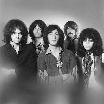 Bandfoto von Deep Purple in schwarz-weiß