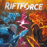 Cover des Kartenspiels Riftforce in Rot und Blau gehalten