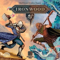 Ironwood Spielschachtel, zwei Krieger von zwei Völkern stehen sich gegenüber